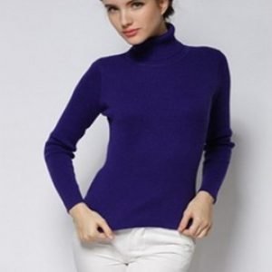 Womens-Hot-Ink-Blue-Turtle-Neck-Sweater