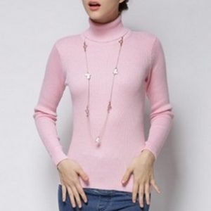 Womens-Smooth-Cashmere-Pink-Turtle-Neck-Sweater