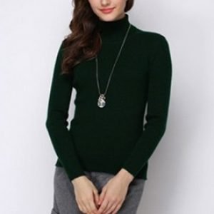 Womens-Winter-TurtleNecked-Cashmere-Dark-Green-Sweater-2