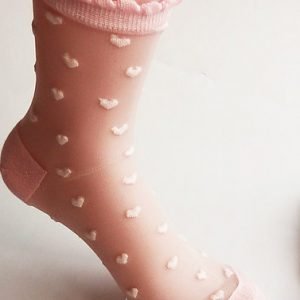 Cute pink semi lace womens fashion socks