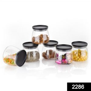 Matka Shaped Jar with Air Tight & Leak Proof Lid (Multicolour) (Set of 6) (900Ml)