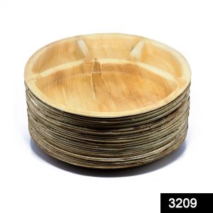 Disposable Round Shape 4 Section Eco-friendly Areca Palm Leaf Plate (12x12 inch) (pack of 25)