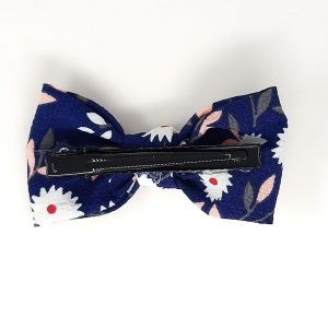 Bow Hair Clips Bowknot Barrettes - 1 pc Floral Bow Hair Clips for Women Silk Hair Barrettes Metal Hair Pins for Party Wedding Daily Wear (Blue, White, Pink, Black, Sky Blue