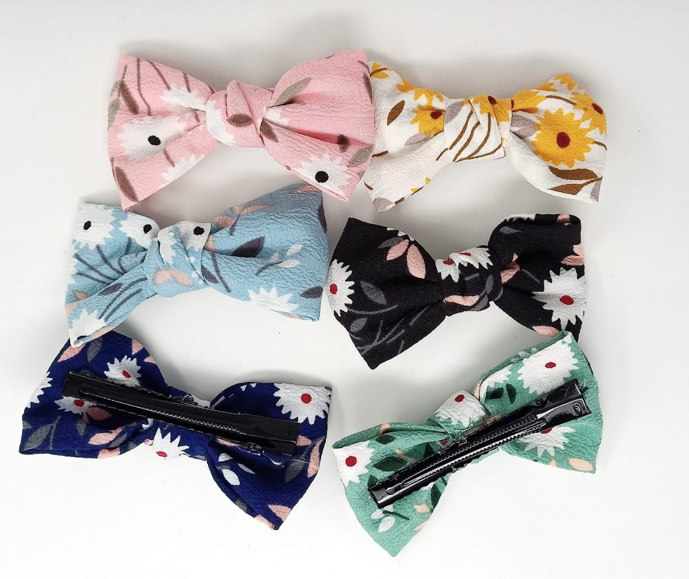 1 pc Floral Bow Hair Clips for Women Silk Hair Barrettes Metal Hair Pins  for Party Wedding Daily Wear (Blue, White, Pink, Black, Sky Blue, Teal)-  Pack of 1 Pc - CouponRocks
