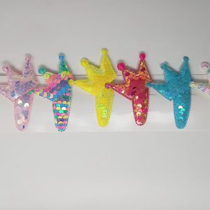 Glitter Sequin Princess Crown Hair Clips with Alligator Hair Clips Set for Girls Toddlers Kids Party (Multicolor, 1 Pcs)