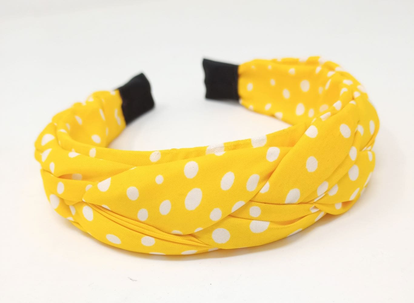 1 pc Yellow Hair Band with White Small Polka Dots Design / Stylish Plastic Hairband  Headband for Girls and Women Head Band (Yellow)- Pack of 1 pc - CouponRocks