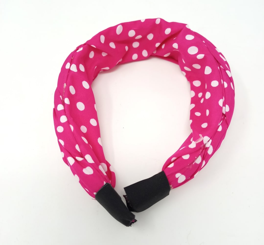 1 pc Pink Hair Band with White Small Polka Dots Design / Stylish Plastic Hairband  Headband for Girls and Women Head Band (Pink)- Pack of 1 pc - CouponRocks