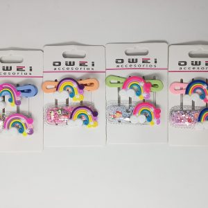 Hair Clips and Design Themes of Rainbow with Glitter Sequin Confetti for girls, babies (1 card)1