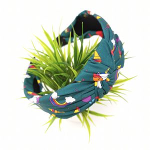 Korean Style Solid Rainbow print Fabric Knot Plastic Hairband Headband for Girls and Woman Hair Band Pack of 1 pc