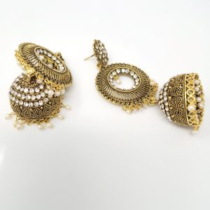 circle shape jhumka earrings black
