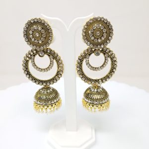 circle shape jhumka earrings black