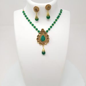 dark green stone moti imitation jewelery set2