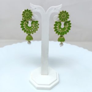 flower metal dangle earring drops danglers jhumka earrings green