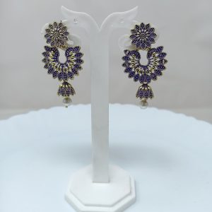 flower metal dangle earring drops danglers jhumka earrings purple