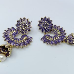 flower metal dangle earring drops danglers jhumka earrings purple
