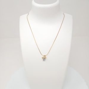 gold plated chain with solitaire diamond pendant crown shape women