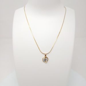gold plated chain with solitaire diamond pendant curve shape women