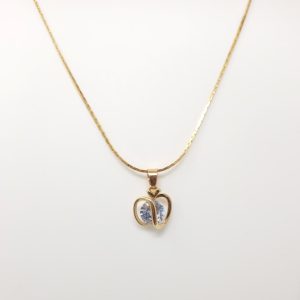 gold plated chain with solitaire diamond pendant curve shape women