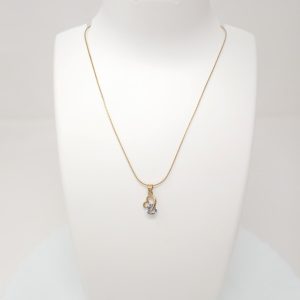 gold plated chain with solitaire diamond pendant heart shape women