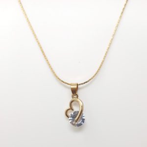 gold plated chain with solitaire diamond pendant heart shape women