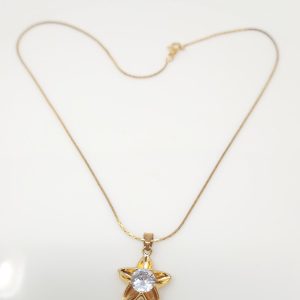 gold plated chain with solitaire diamond pendant women