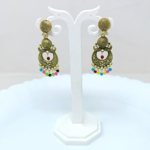 gold plated multicolor layered partywear earring