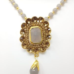 grey stone moti imitation jewelery set