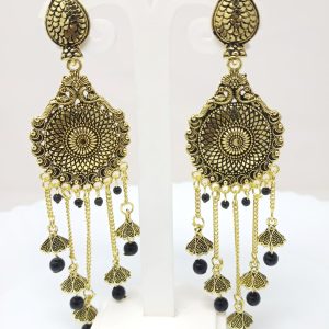 leaf design long chain dangle drop earrings