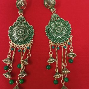leaf design long chain dangle drop earrings