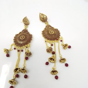 leaf design long chain dangle drop earrings