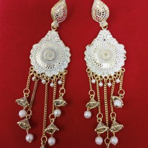 leaf design long chain dangle drop earrings