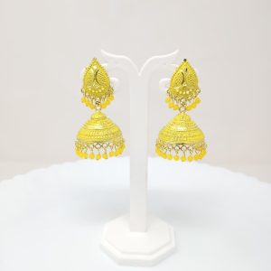 leaf shape yellow earrings