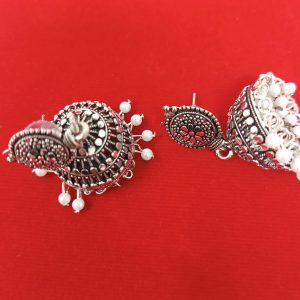 metallic pearl earrings