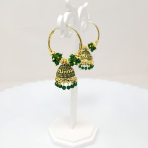 multicolor dangles gold plated hoop jhumkas earrings with studded pearl