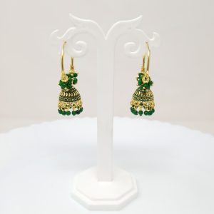 multicolor dangles gold plated hoop jhumkas earrings with studded pearl