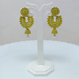 yellow flower metal dangle earring drops danglers jhumka earrings