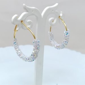 circular earrings white