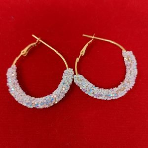 circular earrings white