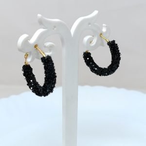 glitter hoop earrings black