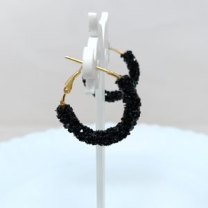 glitter hoop earrings black