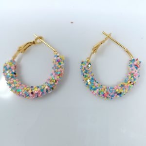 glitter hoop earrings rainbow
