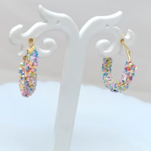 glitter hoop earrings rainbow
