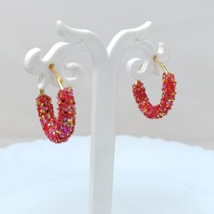 glitter hoop earrings red