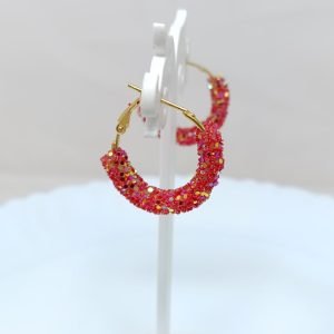 glitter hoop earrings red