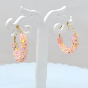 glitter hoop earrings rose pink