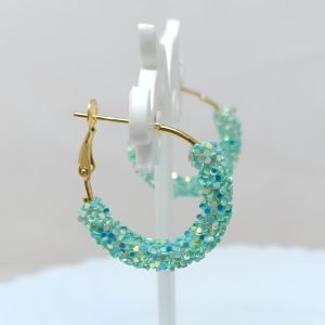 glitter hoop earrings sky blue