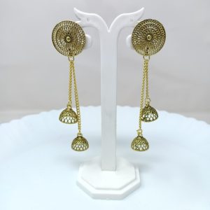 gold plated circle design danglers drops jhumka earring