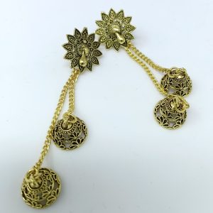 gold plated studded long drop earrings gold8