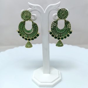 metal dangle earring drops danglers jhumka earrings dark green