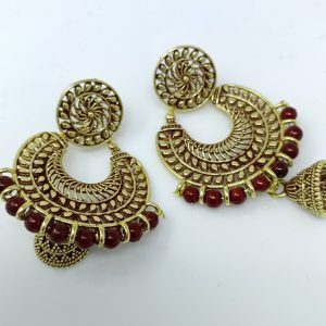metal dangle earring drops danglers jhumka earrings maroon
